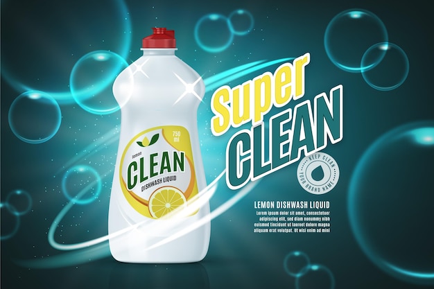 Free vector realistic cleaning products ad