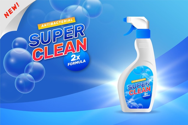 Free vector realistic cleaning products ad