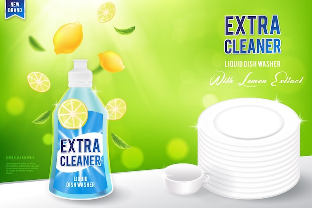 Free vector realistic cleaning products ad