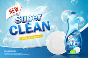 Free vector realistic cleaning products ad