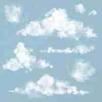 Free vector realistic cloud element vector set in blue background