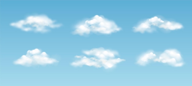 Бесплатное векторное изображение Реалистичное облако в коллекции неба
