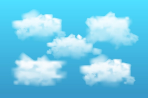 Vettore gratuito collezione di nuvole realistiche