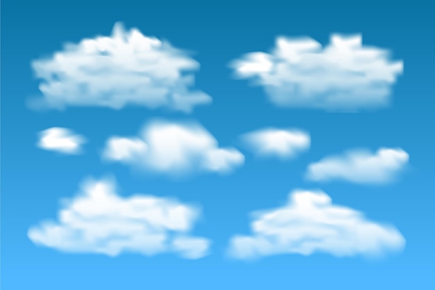 Бесплатное векторное изображение Коллекция реалистичных облаков