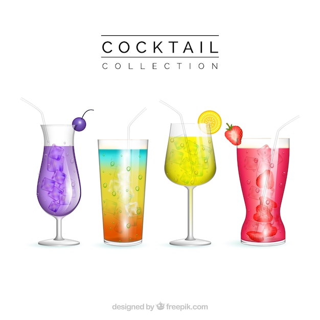 Free vector realistic cocktail collection