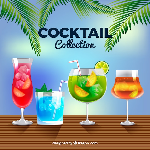 Free vector realistic cocktail collection