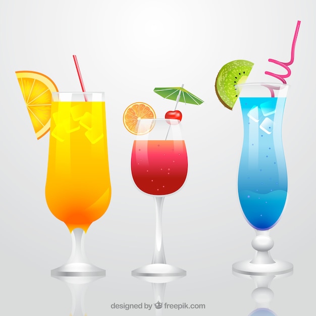 Free vector realistic cocktail collection