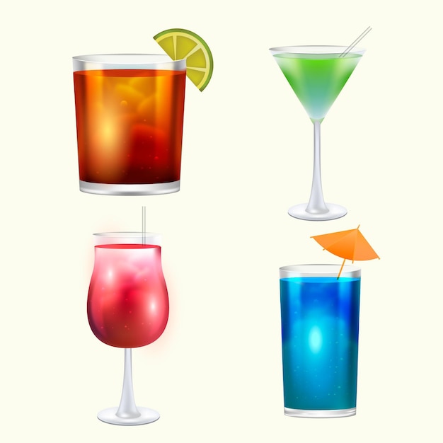 Vettore gratuito collezione di cocktail realistici