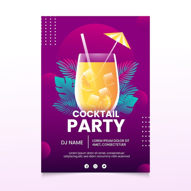 Free vector realistic cocktail flyer