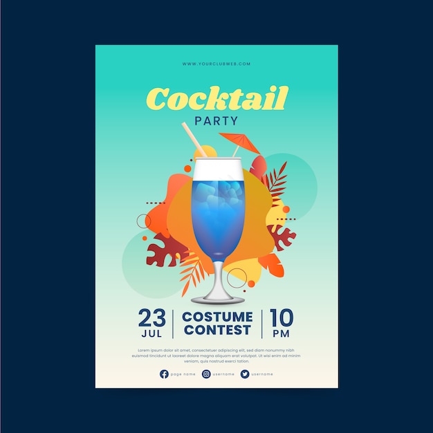 Realistic cocktail flyer