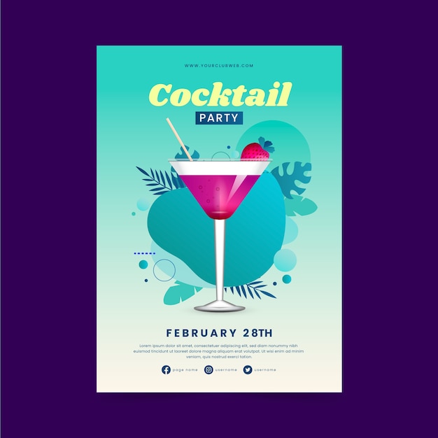 Free vector realistic cocktail flyer