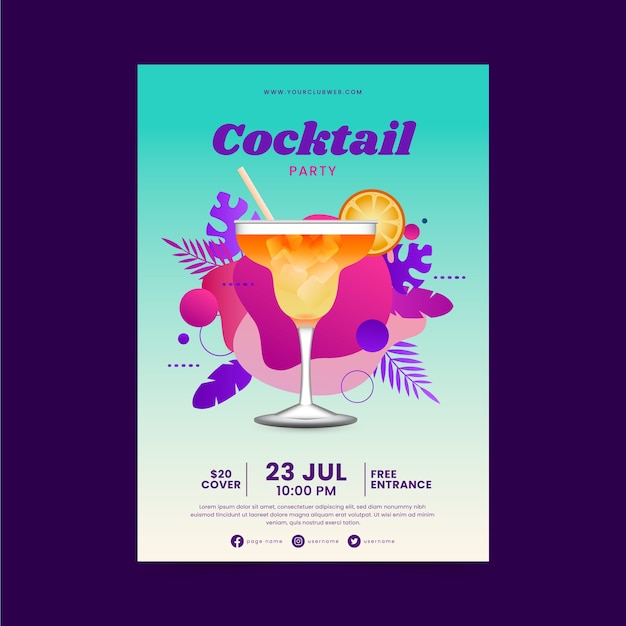 Realistic cocktail flyer