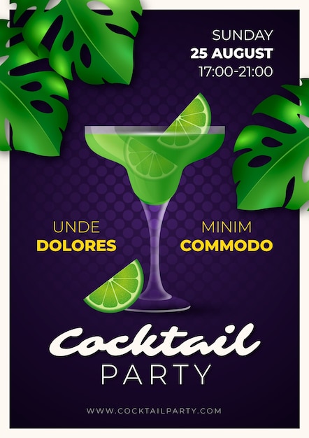 Free vector realistic cocktail flyer