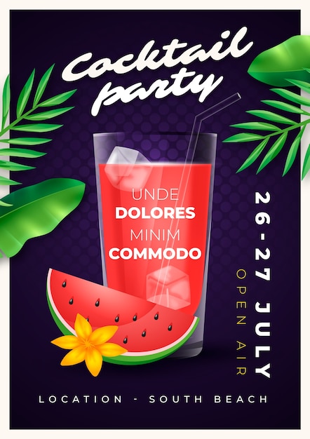 Free vector realistic cocktail flyer