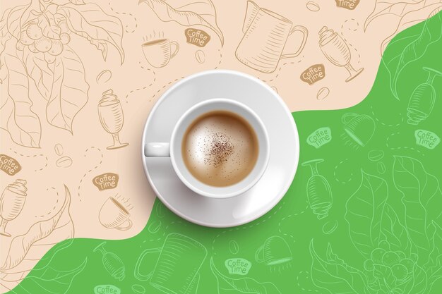 Realistic coffee cup background