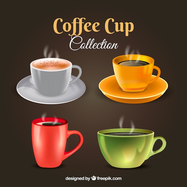 Free vector realistic coffee cup collection