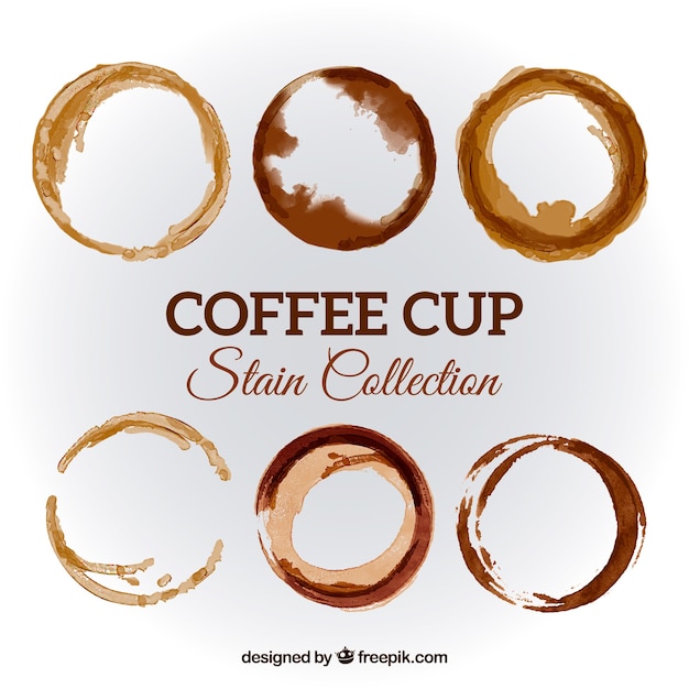 Realistic coffee cup stain collection 