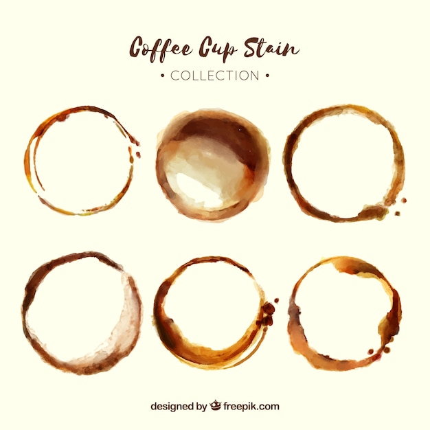 Realistic coffee cup stain collection 