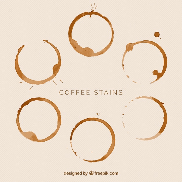 Realistic coffee cup stain collection Free Vector