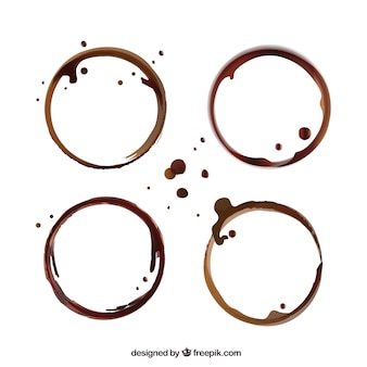 Realistic coffee cup stain collection