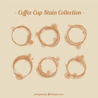 Realistic coffee cup stain collection