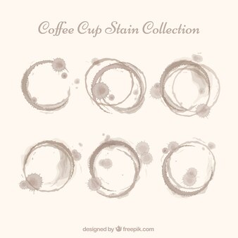 Realistic coffee cup stain collection