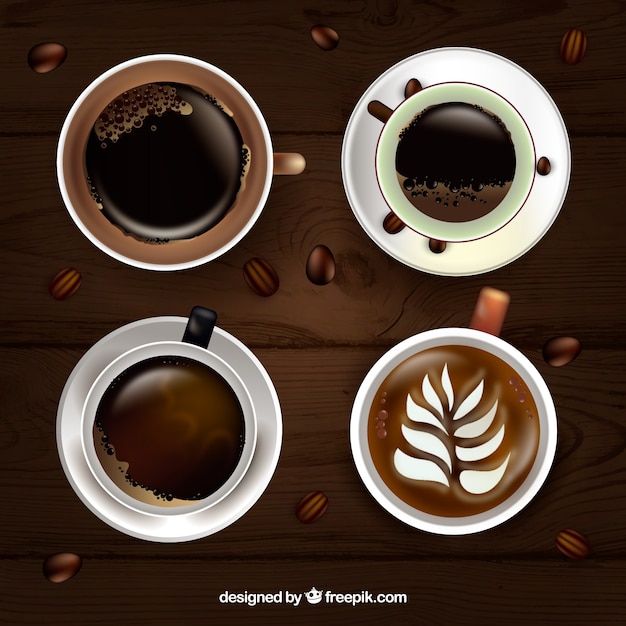 Free vector realistic coffee cup with top view