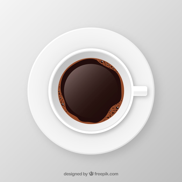 Free vector realistic coffee cup with top view