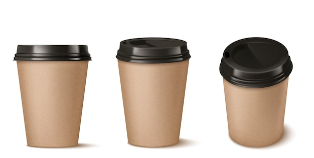Realistic coffee cups set