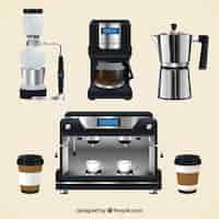 Free vector realistic coffee maker pack