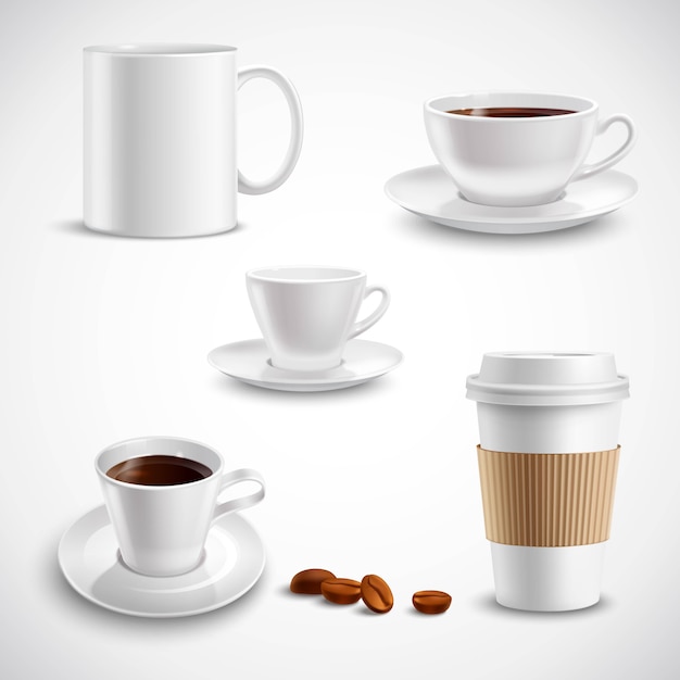 Realistic coffee set