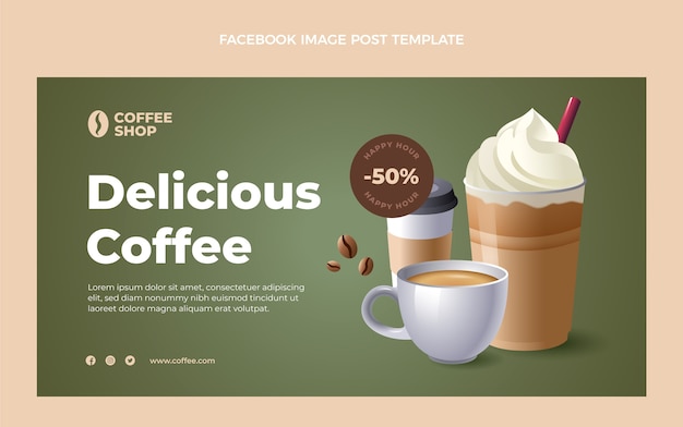 Vettore gratuito post di facebook realistico della caffetteria