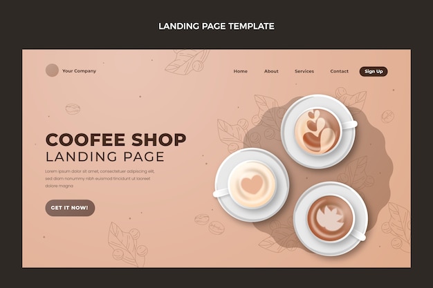 Free vector realistic coffee shop landing page template