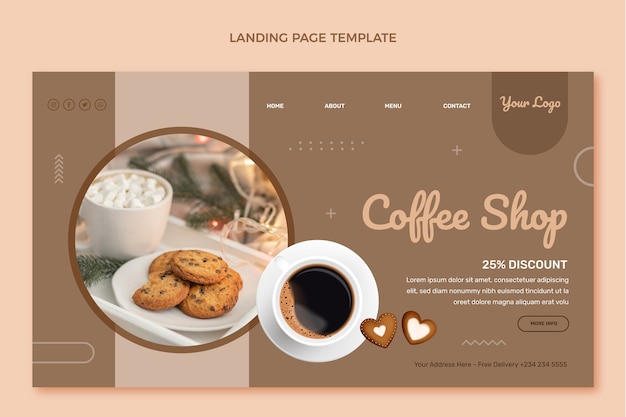 Free vector realistic coffee shop landing page