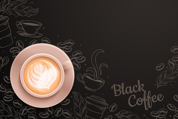 Realistic coffee time background with coffee cup