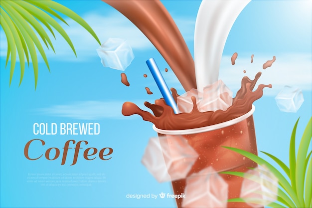 Free vector realistic cold coffee advertising