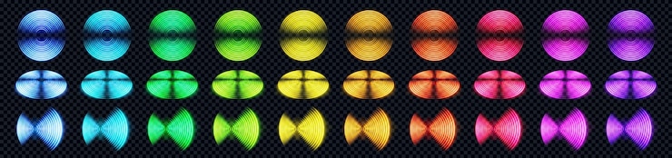 Free Vector realistic color set of radio wave signal sign isolated on transparent background vector illustration of radial symbol of wifi connection sound spread pulse effect radar area front top angle view