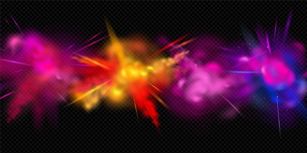 Free vector realistic colored splashes concept four colorful powder blasts on a black background vector illustration