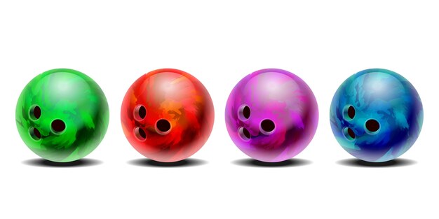 アプリと透明な背景のウェブサイトのボウリングボールとボウリングのピンアイコン プレミアムベクター