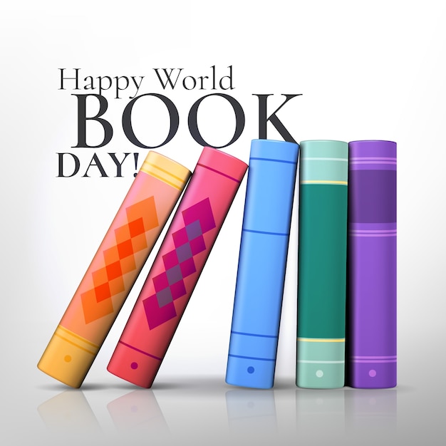 Free vector realistic colorful arrangement of books