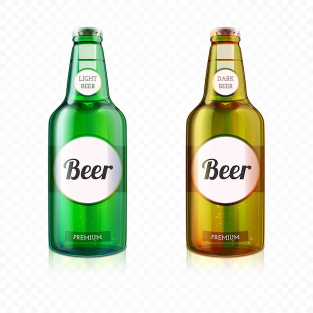 Realistic colorful beer bottle