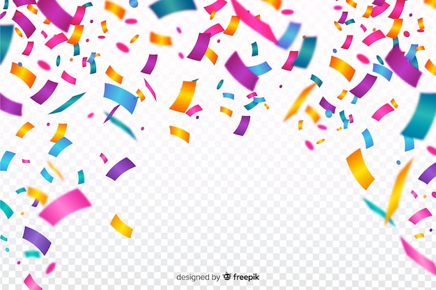 Realistic colorful confetti background