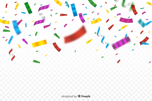 Realistic colorful confetti background