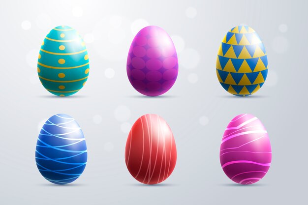 Realistic colorful easter day egg collection