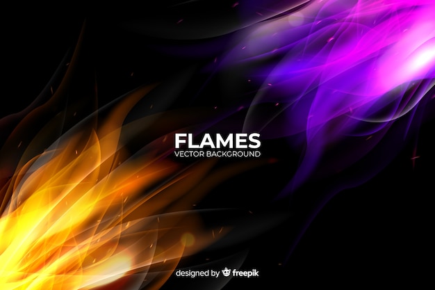 Realistic colorful flames background
