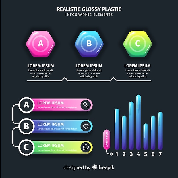 Realistic colorful infographic elements collection