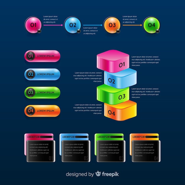 Raccolta di elementi infographic colorato realistico