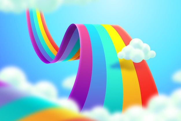 Realistic colorful rainbow concept