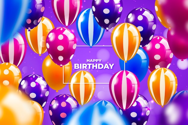 Free vector realistic colourful birthday balloons background