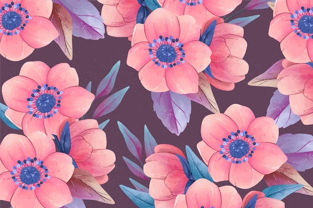 Realistic colourful hand painted floral background